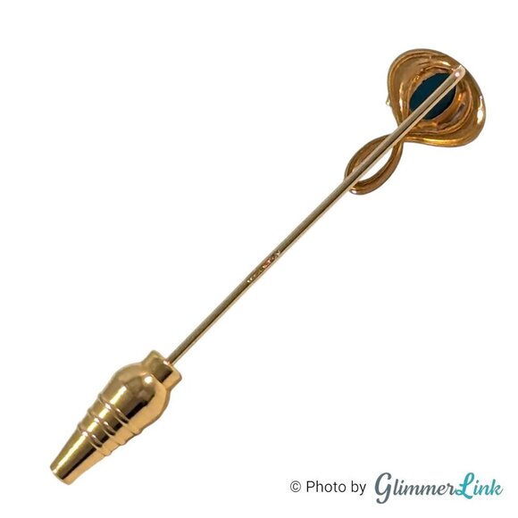 Vintage 12KT Gold Filled Oval Faux Turquoise Cabochon Unisex Stick Pin - Picture 8 of 10